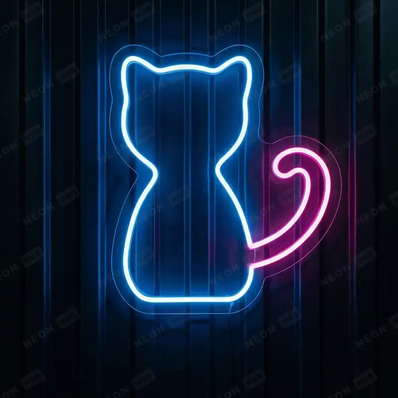 Неоновая вывеска Котик 2