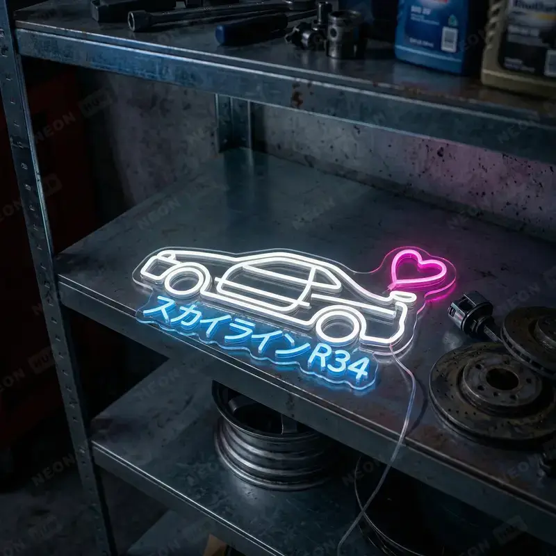 Неоновая вывеска SKYLINE R34 IN PROFILE — вид 2